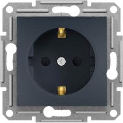 Asfora - single socket outlet with side earth with shutters,wo frame, anthracite