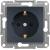Asfora - single socket outlet with side earth with shutters,wo frame, anthracite