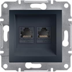 Asfora - double Data socket - RJ45 cat6 UTP, wo frame, anthracite