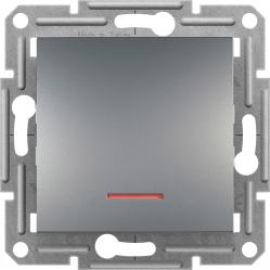 Asfora - 1pole switch with locator light, screwless terminals, wo frame, steel