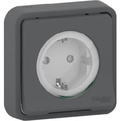 Socket-outlet, Mureva Styl, 2P + E with shutters, side earth, 16A, 250V, flush, grey