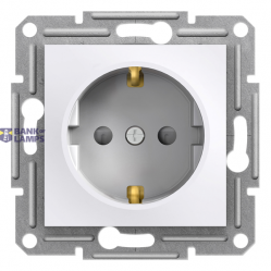 Asfora - single socket outlet with side earth - 16A shutters white w/o frame