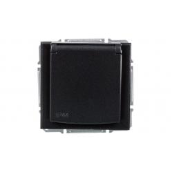 Asfora - Socket 2P+PE 250V 16A, shutters, IP44, anthracite (EPH2800671)