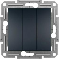 Asfora - 3 circuits switch without frame - anthracite