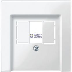 Central plate with square opening, polar white, glossy, System M