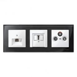 Central plate for RJ45 insert, 1-gang, polar white, glossy, System M