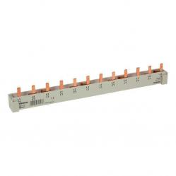 Pin busbar touch-safe, 10 mm2 3-phase, 214 mm long can be cut, with end caps