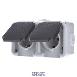 SCHUKO 2 gang socket, grey D 6632 WAB