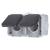 SCHUKO 2 gang socket, grey D 6632 WAB