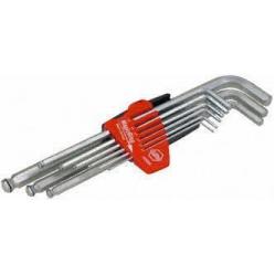Hexagonal Ball-End L-Shaped Key Set ProStar in Holder Matt Chrome-Plated 9-Piece