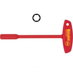 VDE-Insulated T-Shaped Handle Hexagon Nut Driver 336N Width Across Flats 13.0 x 230