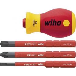 Screwdriver with Bit Holder Set slimVario Stubby VDE-Insulated 6.0 mm, 4 pcs