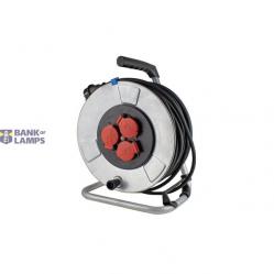 Metal cable reels 285mmO  50m H05RR-F 3G1,5 3 socket outlets 2PE 16A/250V shock and splash proof Overheatin protection by thermal switch
