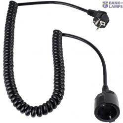 Current Cable extension 16 A Black 2.50 m Spiral cable 70410 Schwabe