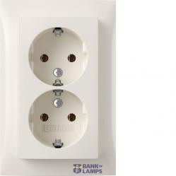 Double socket SCHUKO with Coverplate high, S.1 pw gl