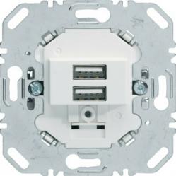 230 V USB charging socket outlet, 2gang, 3.0A, angular supporting ring