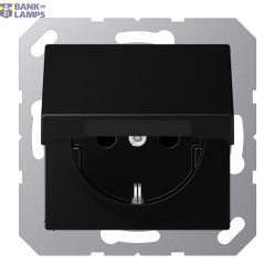 SCHUKO Socket A-1520 BFKIKL SWM, Safety+, Hinged Lid, Thermoplastic Lacquered Matt Graphite Black, Screwless Terminals, 16 A / 250 V, IP44