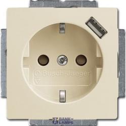 20 EUCBUSB-92-507 Cover Plates (partly incl. Insert) Protective Contact (SCHUKO) with USB A white - Basic55