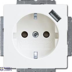 20 EUCBUSB-94-507 Cover Plates (partly incl. Insert) Protective Contact (SCHUKO) with USB A alpine white - Basic55