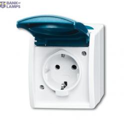 Socket Outlet Ocean 16A Grey Blue-Green Hinged Lid 20 EW-53-500