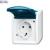 Socket Outlet Ocean 16A Grey Blue-Green Hinged Lid 20 EW-53-500