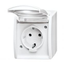 Socket Outlet ocean 20 EW-54-500 SCHUKO 16A IP44 Hinged Lid White