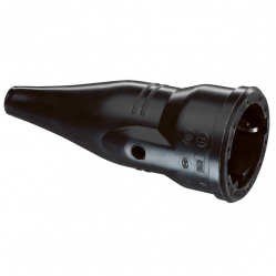 SCHUKO rubber connector, black, 3 x 1.5 mm² wiring space