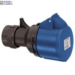 CEE connector, IP44, 32A, 3-pole, 230V, 6h, blue