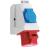 CEE wall socket combination, IP44, 16A, 5-pole, 400V, 6h, red, pre-wired