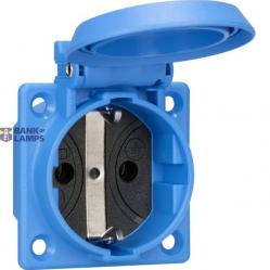 SCHUKO built-in socket outlet, blue, IP54, with screw fastening