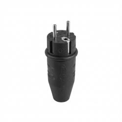 Original plug, SCHUKO & French/Belgian, rubber (TPE), black, IP44, Typ 1506
