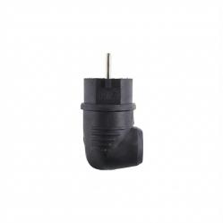 Original angled plug, SCHUKO & French/Belgian, black, rubber (TPE), black, IP44, Typ 1508