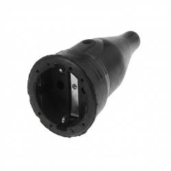 Original connector, SCHUKO, rubber (TPE), black, IP20, Typ 1566