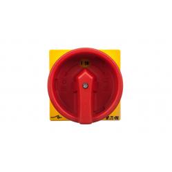 T3-1-102/EA/SVB Main switch, T3, 32 A, flush mounting, 1 contact unit(s), 2 pole, Emergency switching off function, With red rotary handle and yellow locking ring, Lo