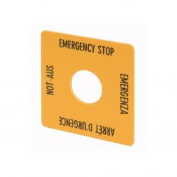 M22-XYK1 Label, emergency switching off, yellow, HxW=50x50mm, 4 languages, DE, EN, FR, IT