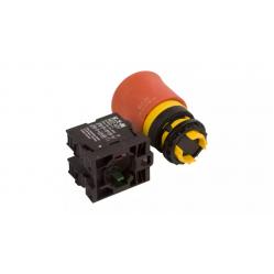 M22-PV/K11 Emergency stop/emergency switching off pushbutton, RMQ-Titan, Mushroom-shaped, 38 mm, Non-illuminated, Pull-to-release function, 1 NC, 1 N/O, Red, yel