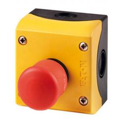M22-PV/KC11/IY Housing, Controlled stop pushbuttons/emergency-stop buttons, Mushroom-shaped, 38 mm, Non-illuminated, Pull-to-release function, 1 NC, 1 N/O, Screw con
