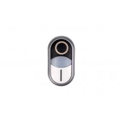 M22-DDL-WS-X1/X0 Double actuator pushbutton, RMQ-Titan, Actuators and indicator lights non-flush, momentary, White lens, white, black, inscribed, Bezel: titanium