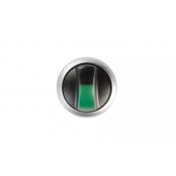 M22-WRLK-G Illuminated selector switch actuator, RMQ-Titan, With thumb-grip, maintained, 2 positions, green, Bezel: titanium