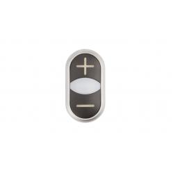 M22-DDL-S-X4/X5 Double actuator pushbutton, RMQ-Titan, Actuators and indicator lights non-flush, momentary, White lens, black, black, inscribed, Bezel: titanium