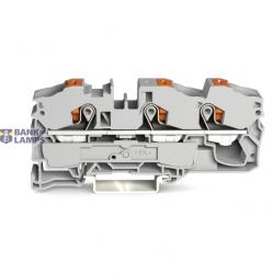 3-conductor through terminal block with push-button 16 mm² gray