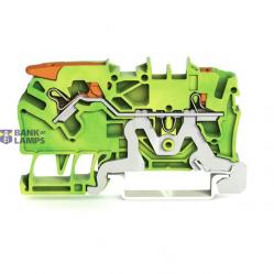 2-conductor ground terminal block with lever and push-button 2.5 mm² g
