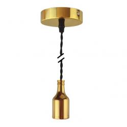 Lamp Holder E27, Metal, Textile V1, Gold