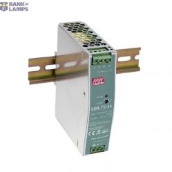 AC-DC Industrial DIN rail power supply; Output 12V at 6.3A; metal case 75W