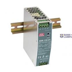 AC-DC Industrial DIN rail power supply; Output 24V at 6.5A(230Vac) / 24V at 5.2A(115Vac) metal case 150W