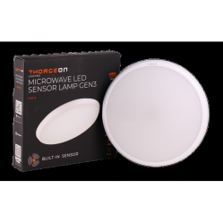 SLIM Circular Microwave Sensor LED Lamp GEN3 15W 3000K/4000K/6000K 1500Lm 4-16m IP65 IK10