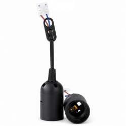 Screw Lamp Holder E27 Black (3-Pack Blister)