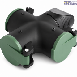 3-Way Rubber Socket Adapter, 16A 250V, 3500W, with Child Safety Shutters & Hook