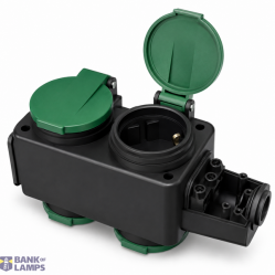 4-Way Rubber Socket Adapter, 16A 250V, 3500W, with Safety Shutters & Hook