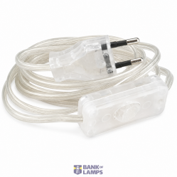 Flat Cord 3m 2×0.75mm² 2.5A 250V~ IP20 Switch EU Plug Transparent